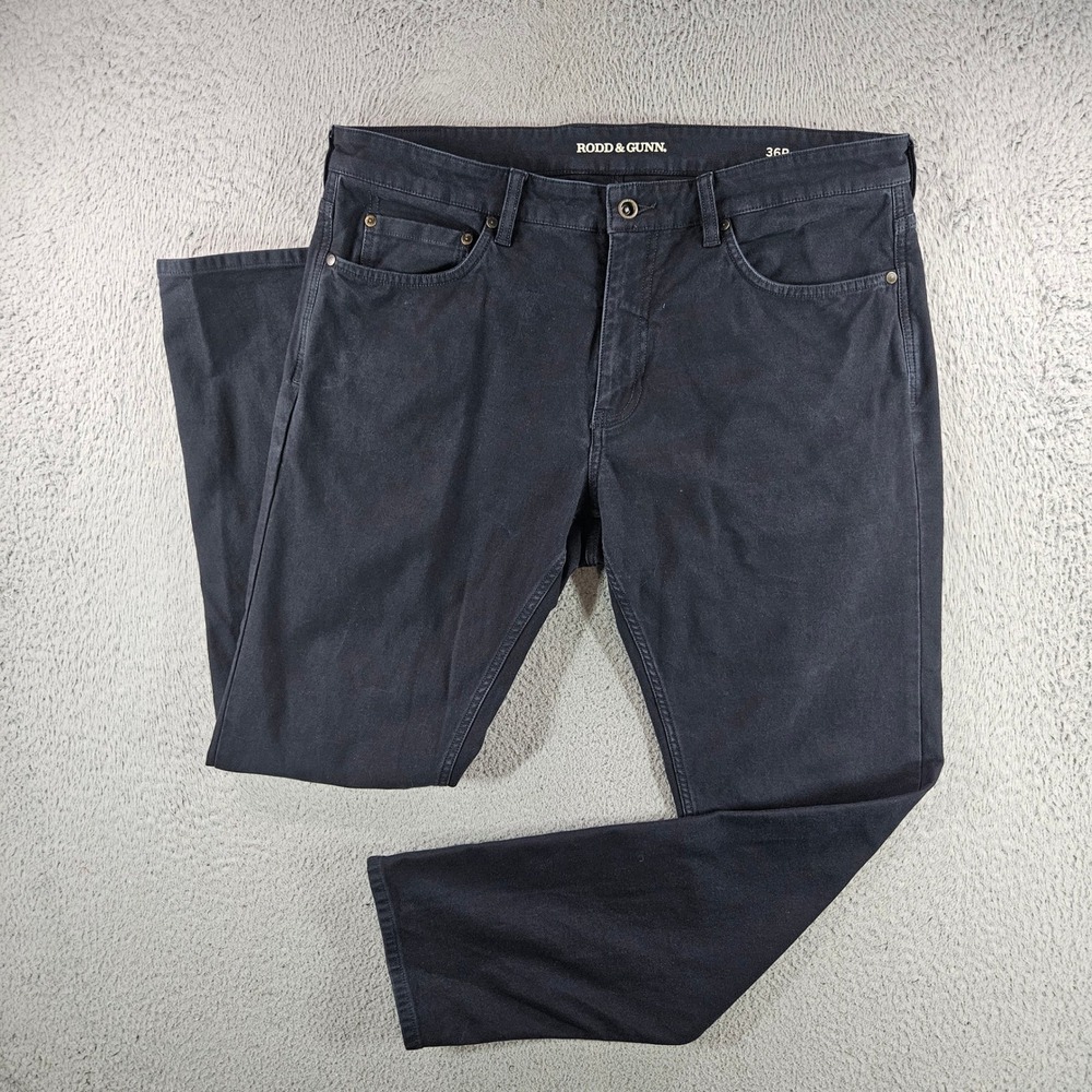 Rodd & Gunn Mens 36R Navy Blue Straight Leg Stretch Cotton Twill‎ Pants 36x30